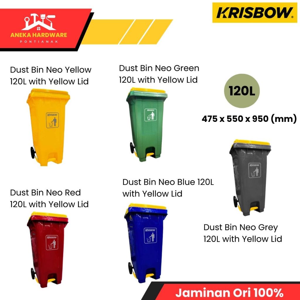Jual Krisbow 120 Ltr Tempat Sampah Plastik Outdoor Dengan Roda | Shopee ...