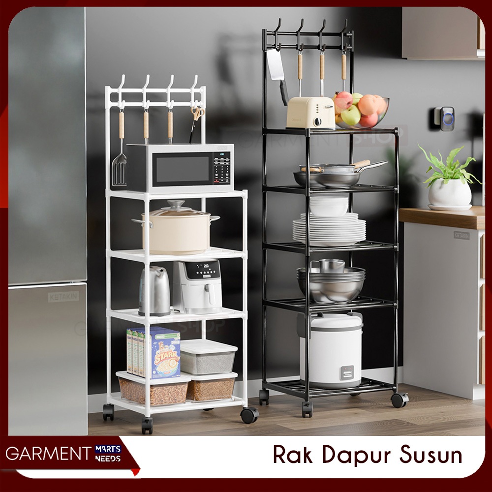 Jual Rak Dapur Panci Rice Cooker Microwave 4 5 Susun Dengan Roda Tempat ...