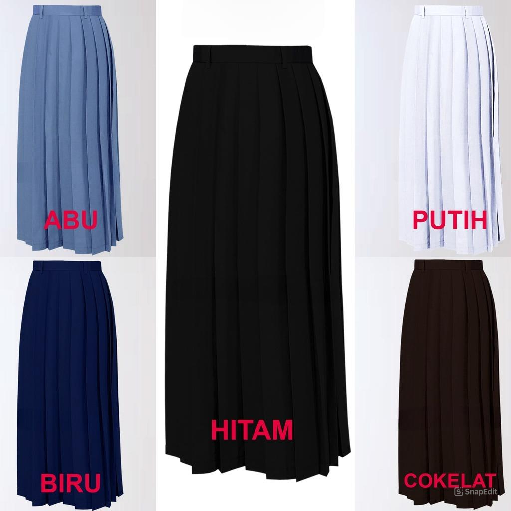 Jual ROK PANJANG Sekolah SMP SMA SMK Rempel Seragam Sekolah BIRU ABU ...