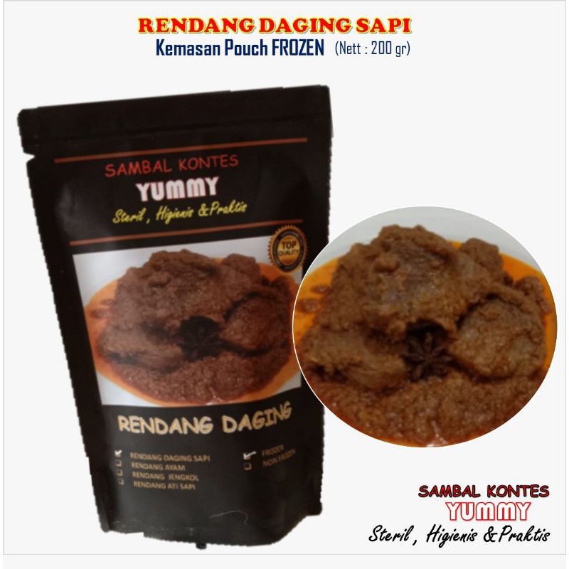 Jual Rendang Daging Sapi Semi Basah Premum SKY Frozen 200 gr Enak dan ...