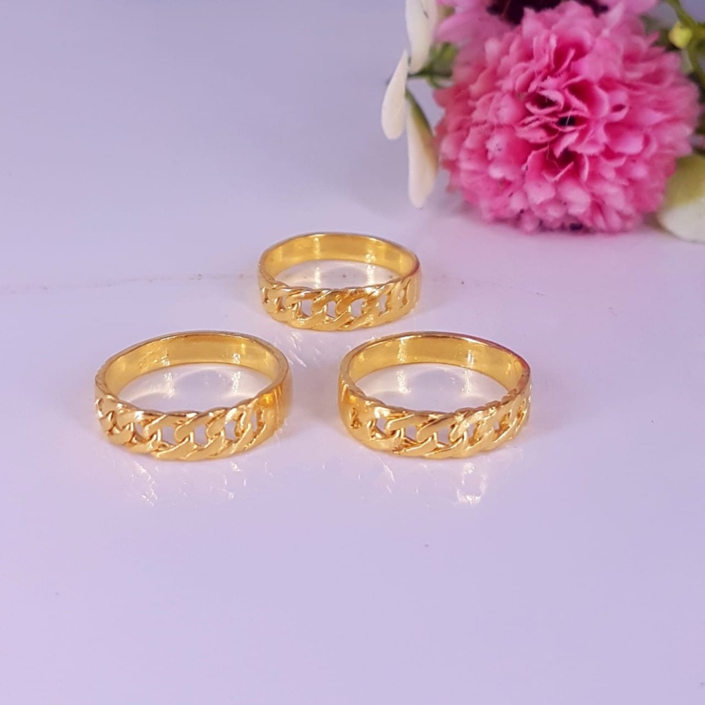 Jual Cincin Rantai Kecil Lapis Emas 24Krt Emas Muda Cincin Replika ...