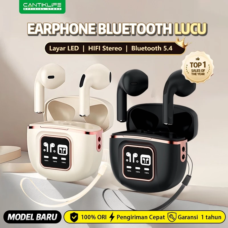 Layar LED TWS J55 Earphone Bluetooth Nirkabel dengan Kontrol Sentuh Bluetooth 5.4 dengan Latency Rendah Sekali ANC Active Noise Cancellation dengan Kualitas Suara Tinggi dan Stereo In-ear
