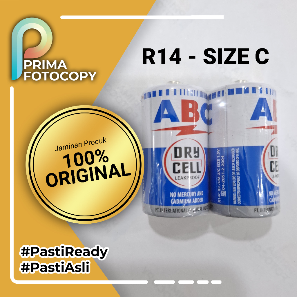 Jual Baterai ABC R14 SIZE C Tanggung Sedang DRY CELL 1pcs Original ...