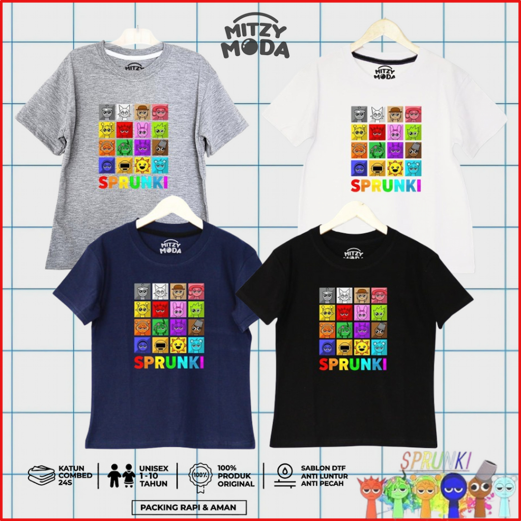 Jual ( Mitzy Moda ) Baju Kaos Anak Sprunki Game Sablon DTF | Atasan ...