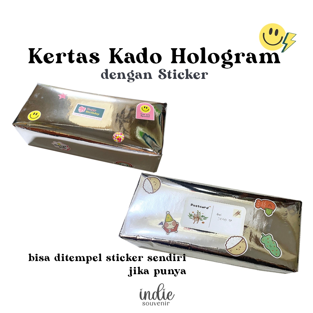 Jual kertas kado hologram metallic set sticker keren aesthetic ...