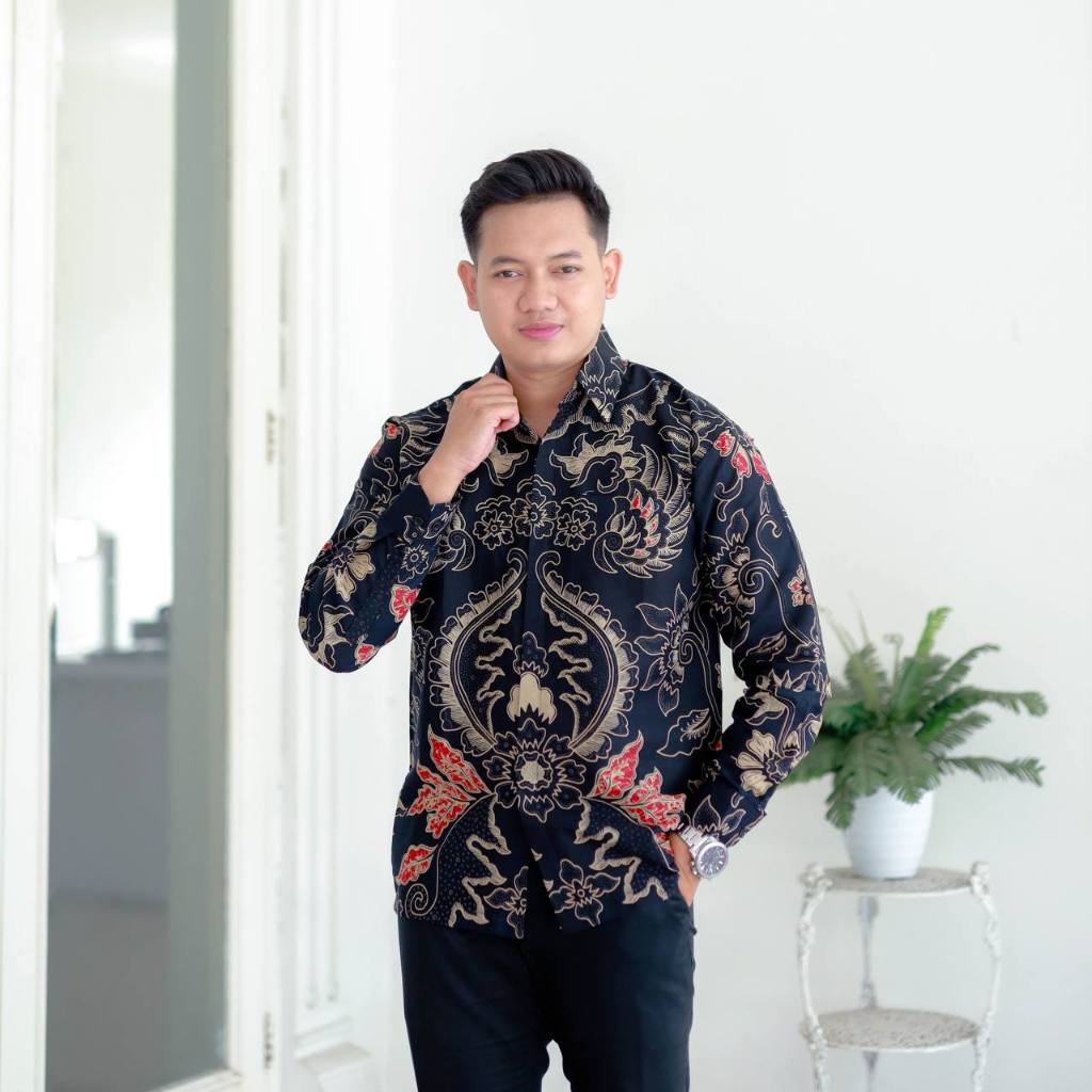 Jual Benang Raja Kemeja Batik Primis Lapis Furing Daun Merah | Shopee ...