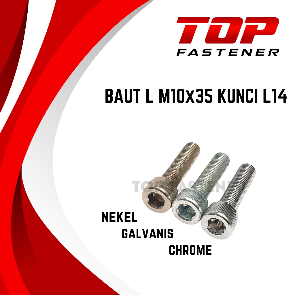 Jual BAUT L M10X35 KUNCI L8 10X35 10MM DRAT 14 NEKEL CHROME GALVANIS ...