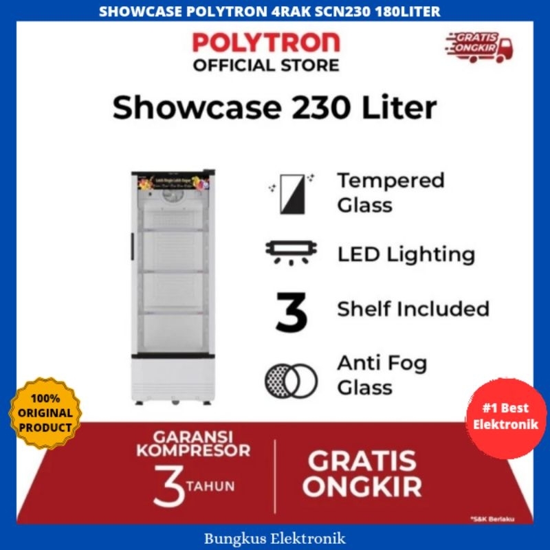 Jual SHOWCASE POLYTRON 4 RAK SCN-230 180LITER KULKAS DISPLAY COOLER ...