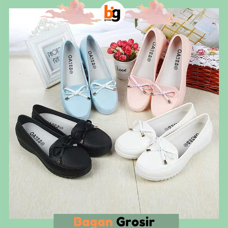 Jual BG Sepatu Wanita Jelly Hiasan Pita Lembut Simple Fashion Polos ...