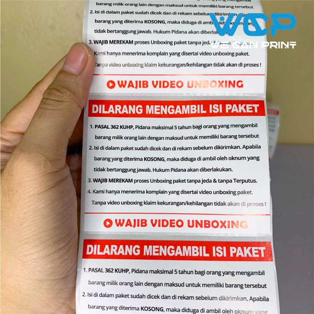 Jual [ 500 PCS ] Label Sticker Unboxing Hukum Pidana Wajib Video ...