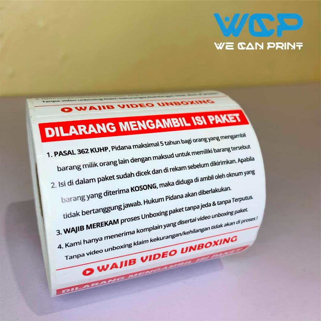 Jual [ 500 PCS ] Label Sticker Unboxing Hukum Pidana Wajib Video ...