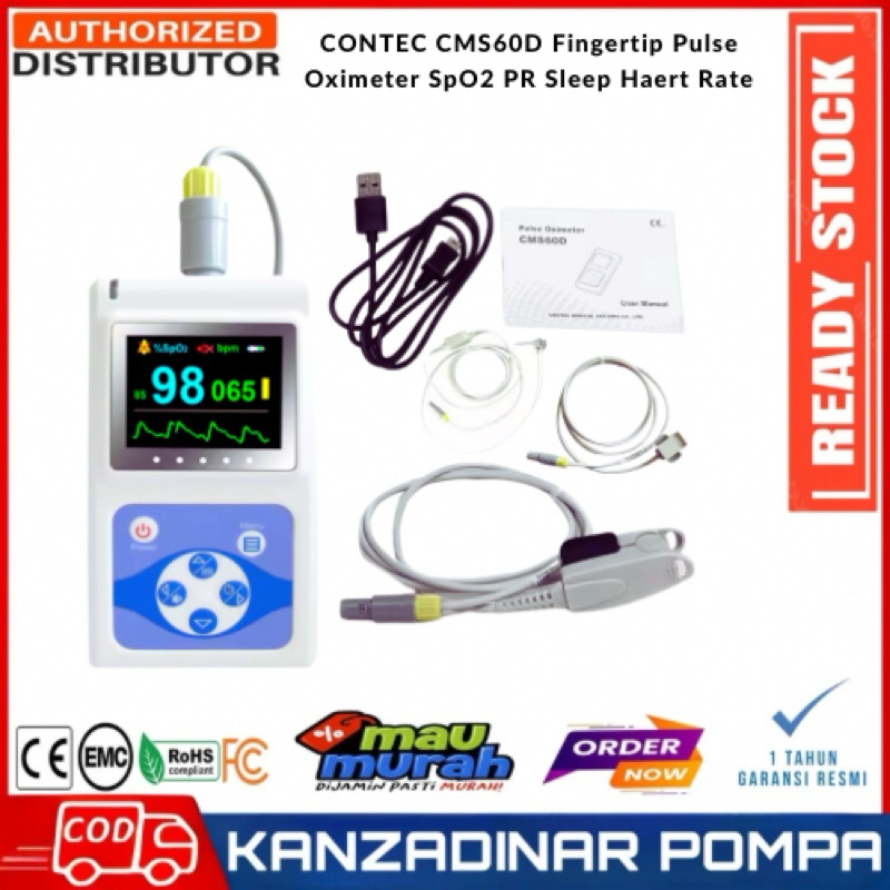 Jual CONTEC CMS60D Fingertip Pulse Oximeter SpO2 PR Sleep Heart Rate ...