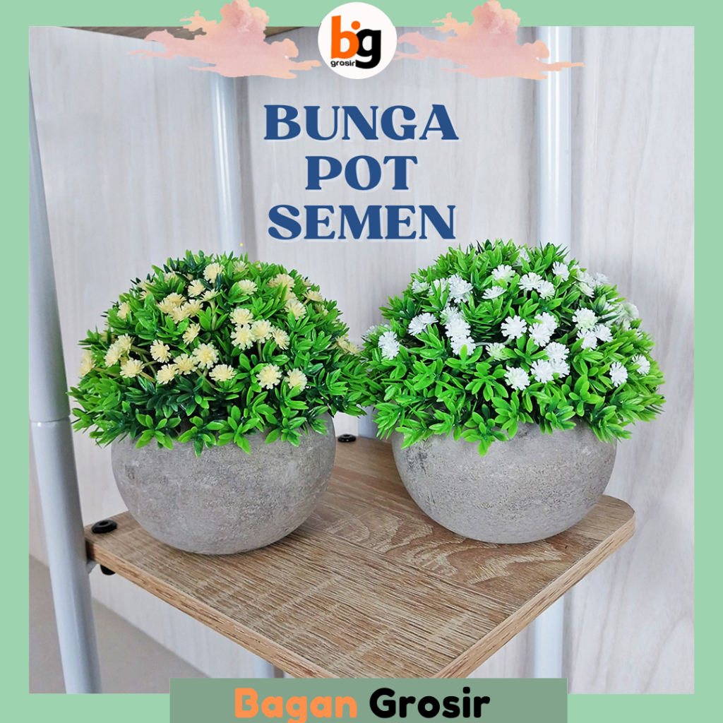 Jual BG Bunga Hias Aestetic Bonsai Pot Semen Artificial Dekorasi ...