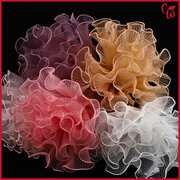 Jual Korean Wrapping Mesh Lace Renda Kain Ruffle Flower Wrap Curly Wave ...