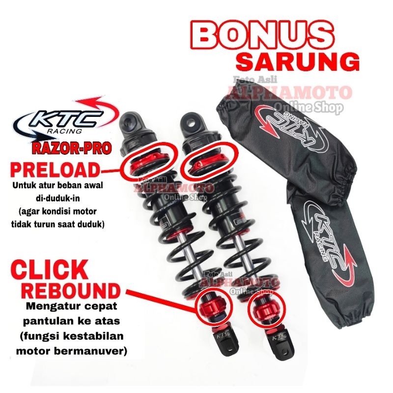 Jual shock ktc razor pro nmax racing shockbreaker all new pcx 150 160 ...