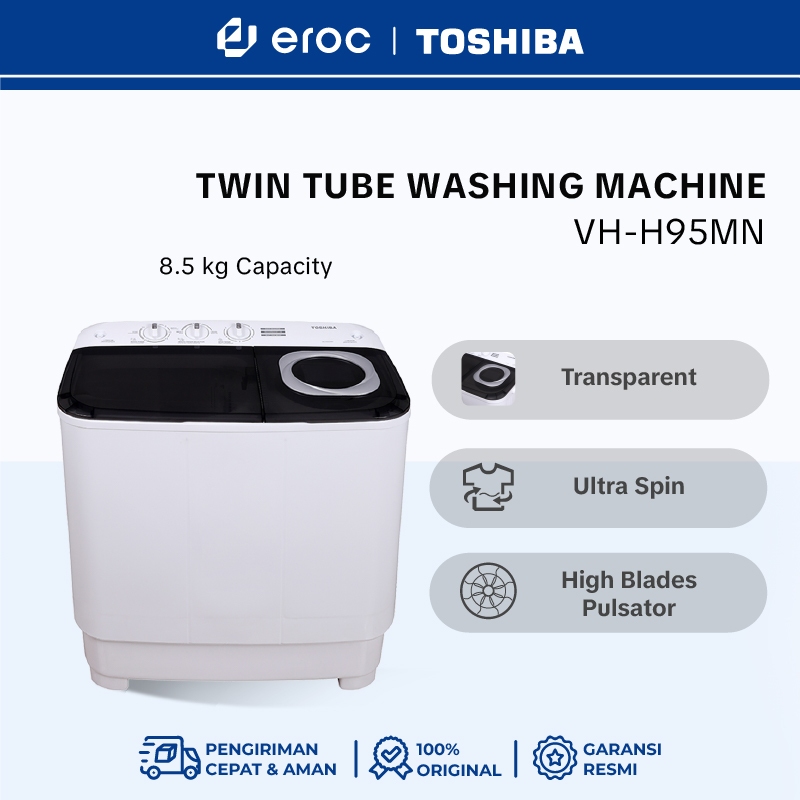 Jual TOSHIBA Mesin Cuci Dua Tabung 8.5kg Model VH-H95MN Twin Tub