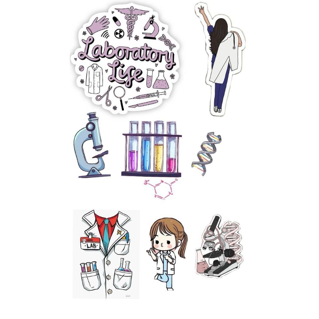 Jual Stiker anti air Lab -+ 8 pcs all in Laboratory life microbiology ...