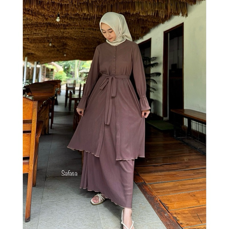 Jual Safasa - Lily Set Knit Pleats | One Set Tunik | Rok Tunik | Skirt ...