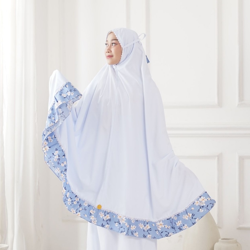 Mukena Santri Gontor - Lubna Series Blue Lili / Mukena Santriwati Gontor / Mukena Pondok Pesantren