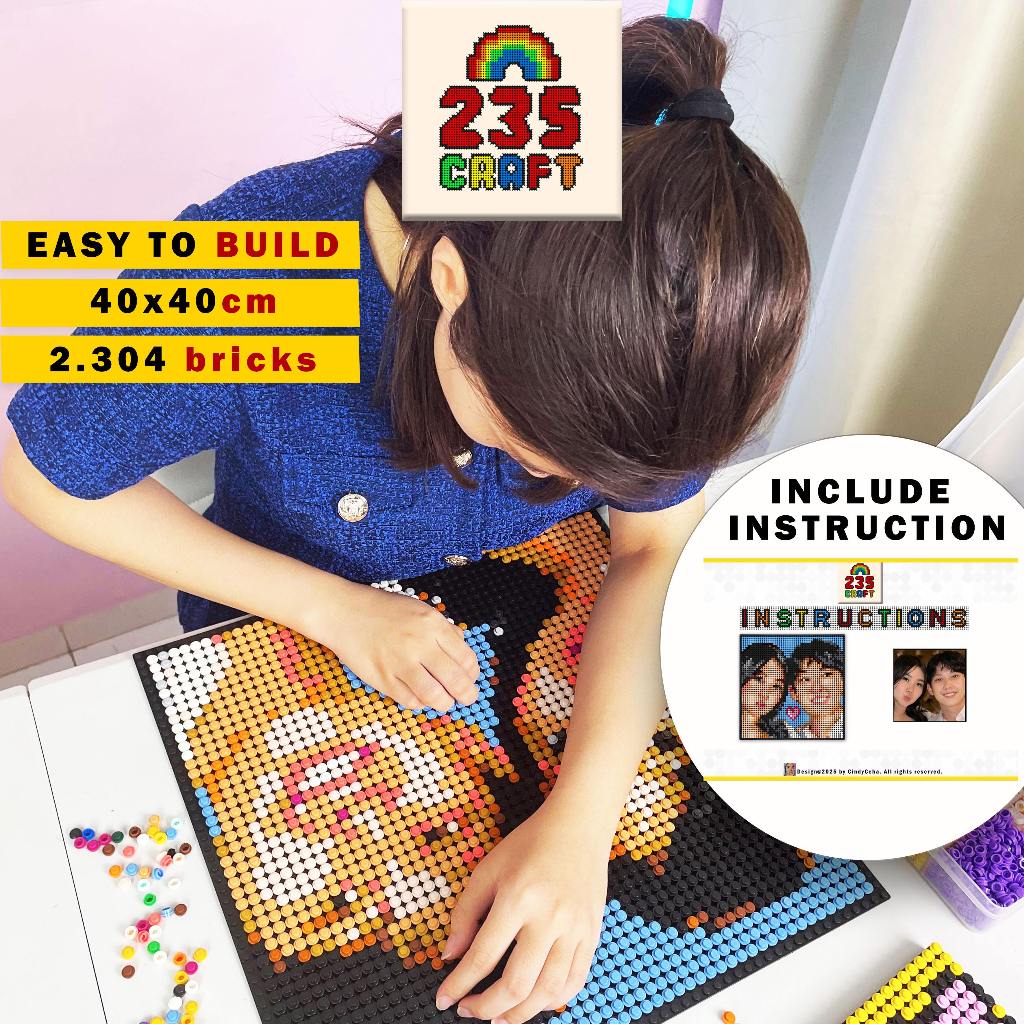 235CRAFT x CindyCeha Custom Bricks 48x48 Premium DIY Pixel Art Custom Build By Number Kado Unik