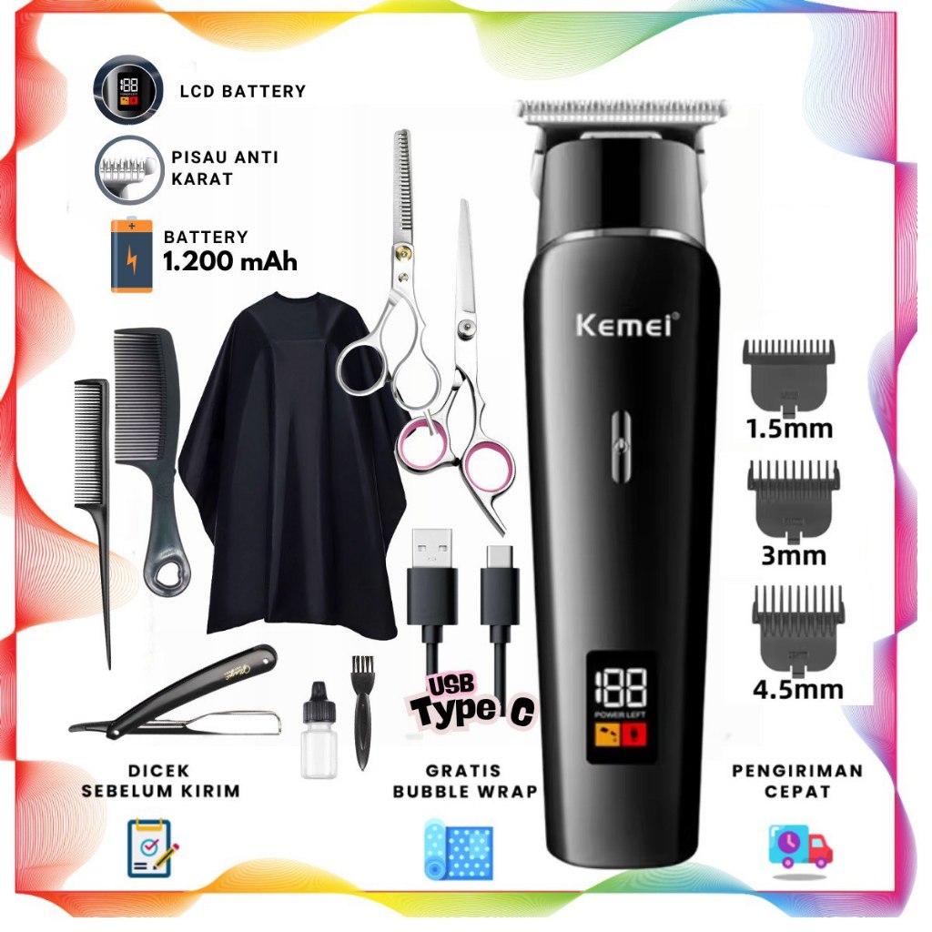 Jual Alat Mesin cukur Rambut elektrik Hair Trimmer Profesional Cordless ...
