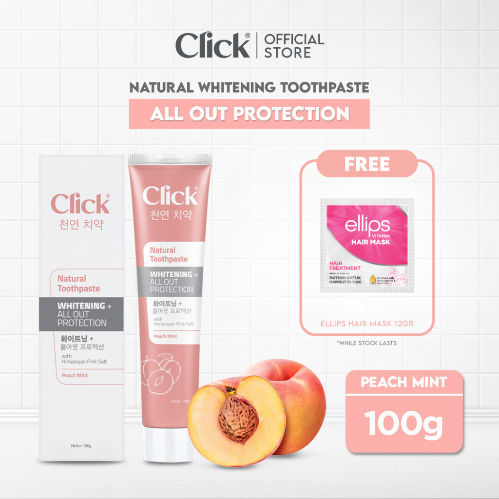 Jual Click Natural Toothpaste Whitening + All Out Protection - Pasta ...