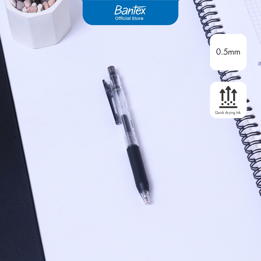 Bantex Pulpen Gel Pen ST Tip 0.5 mm Tinta Cepat Kering Soft Rubber Grip BG1110
