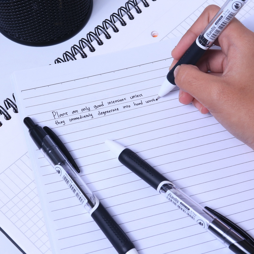 Bantex Ballpoint / Pulpen Pena 0.7 mm Tinta Black Viskositas Rendah Soft Rubber Grip BG6102 (3)