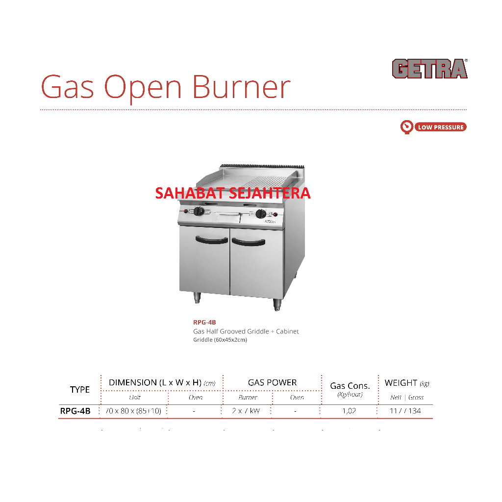 Jual GETRA Gas Open Burner RPG-4B Kompor Pemanggang Listrik Untuk ...