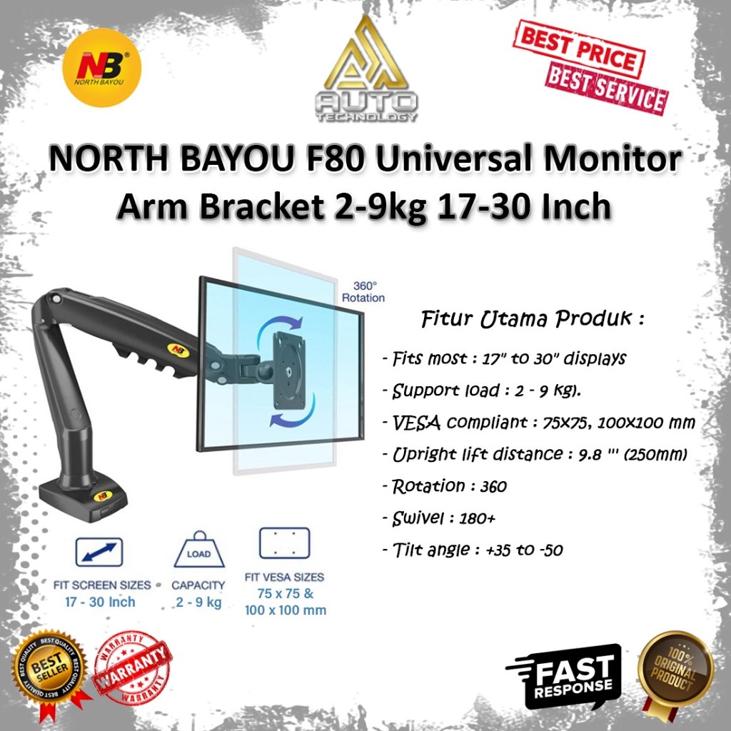 Jual North Bayou NB F80 NBF80 NB F 80 17-30 inch Bracket Monitor TV ...