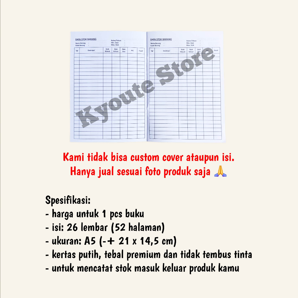 Jual Buku Catatan Stok Barang A5 Kyoute – Praktis & Rapi untuk ...