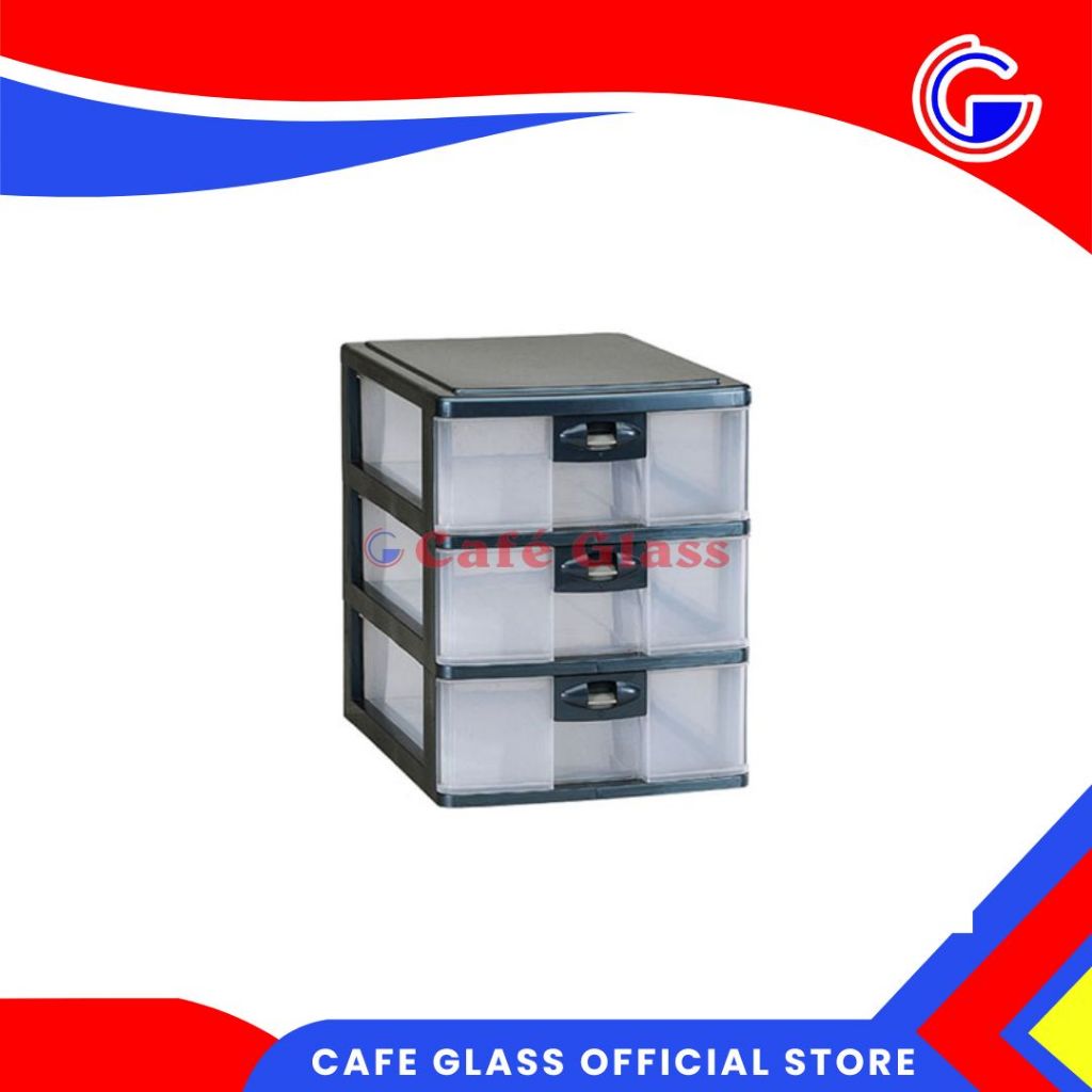 Storage Palstik - Etalase Mini Plastik 3 Tingkat - Tempat Perhiasan Plastik - Pr-33