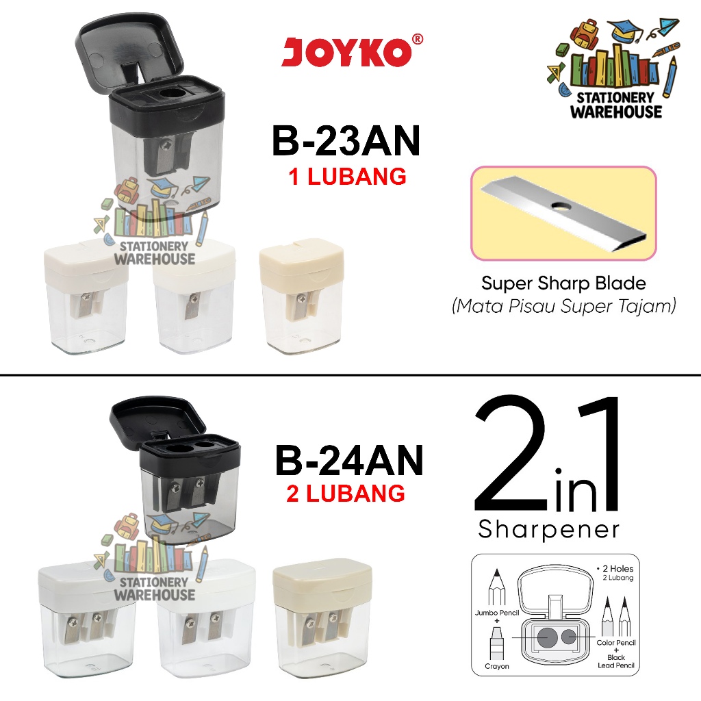 Jual Rautan Serutan Sharpener Joyko B-23AN / B-24AN 2 In 1 | Shopee ...