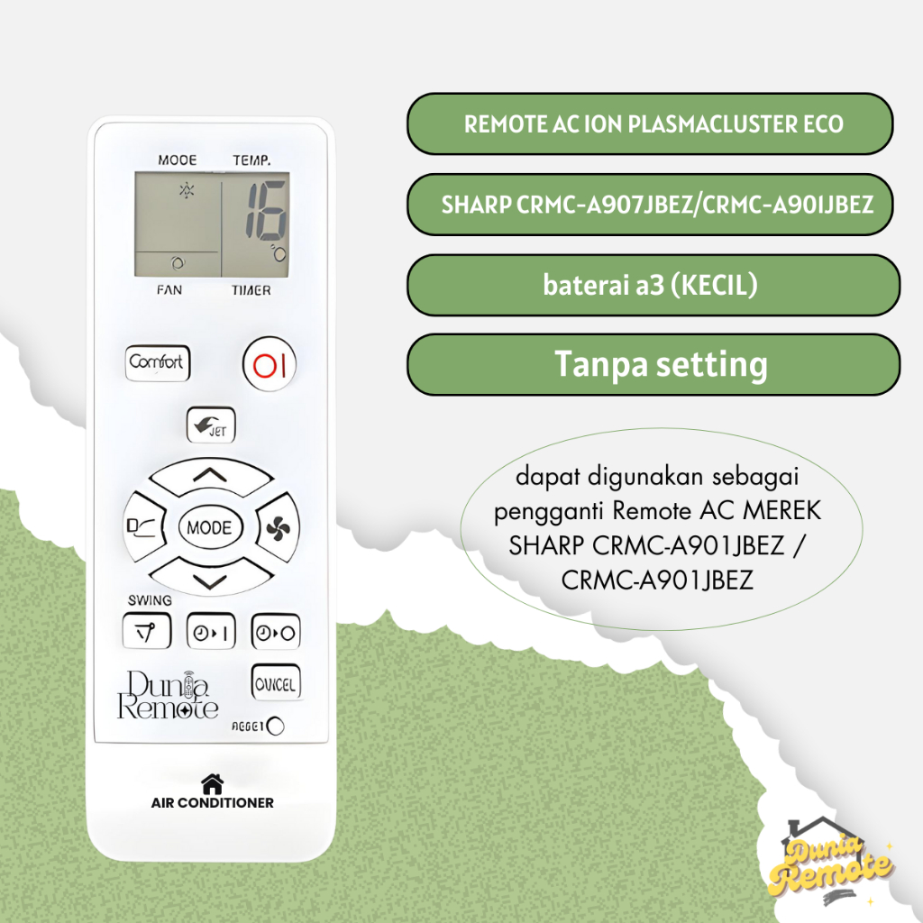 Jual Remote Remot AC SHARP Series CRMC-A901JBEZ Ion Plasmacluster ...
