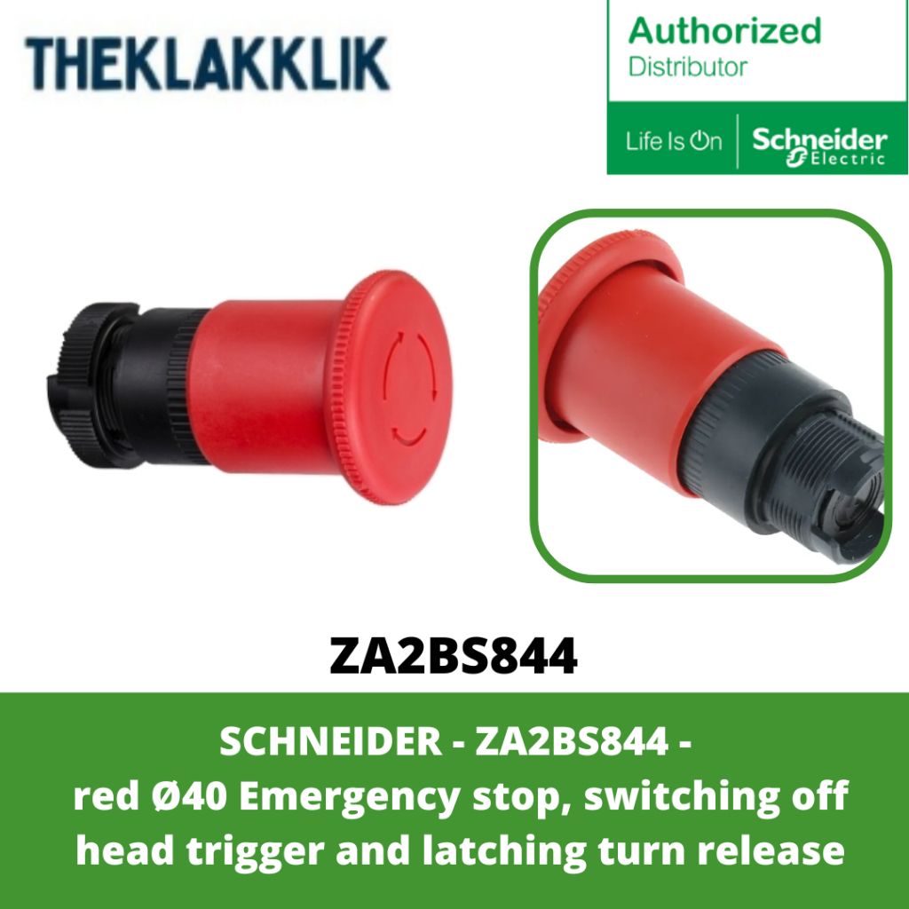 Jual SCHNEIDER - ZA2BS844 Red Ø40 Push Button Emergency stop, switching ...