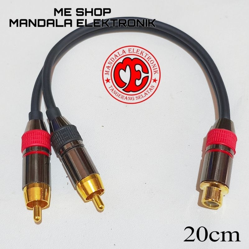 Jual kabel audio rca cabang jumper 2 rca male to 1 rca female 20cm ...