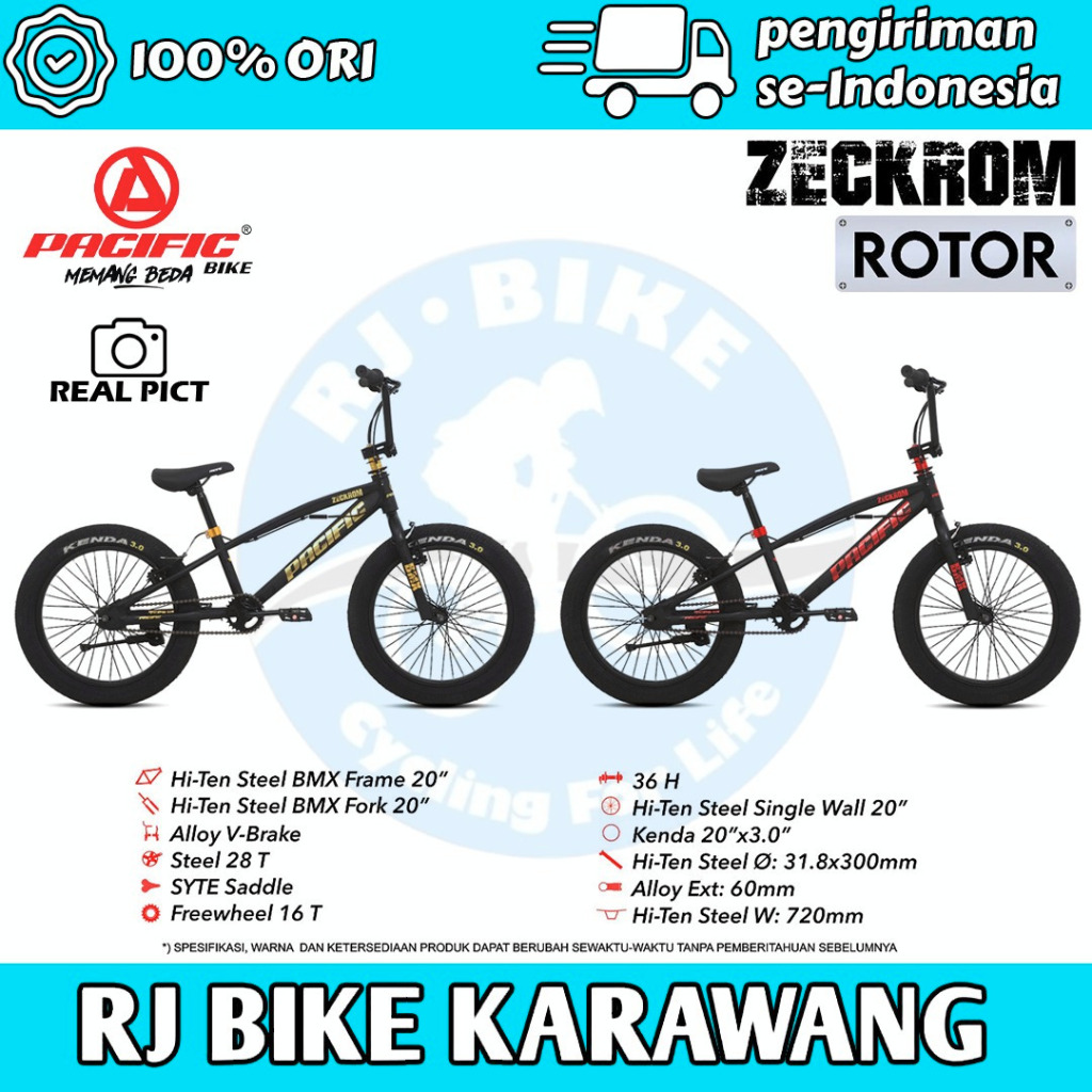 Jual SEPEDA BMX PACIFIC 20 INCH ZECKROM BAN BESAR 3.0 REM ROTOR DAN REM ...