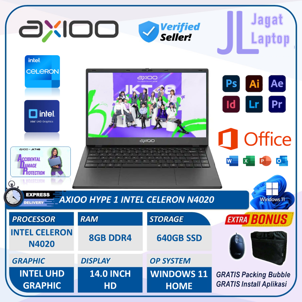 Jual Laptop Pelajar Murah Axioo Hype 1 intel N4020 Ram 8GB 640GB SSD 14 ...