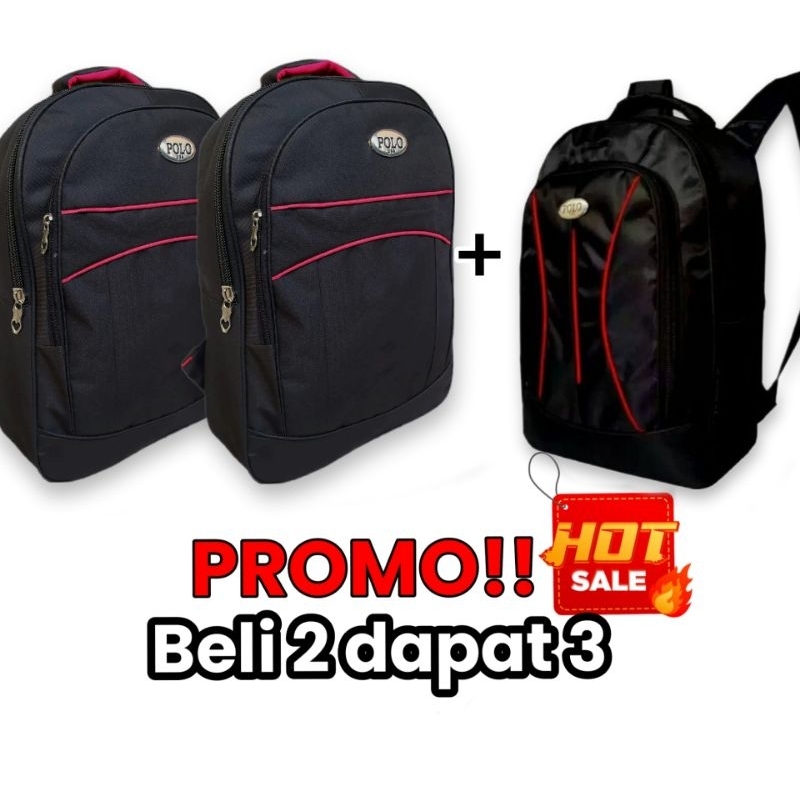 Jual Paket Hemat!! Dapat 3pcs Tas Ransel Model Polo Bisa Buat Sekolah