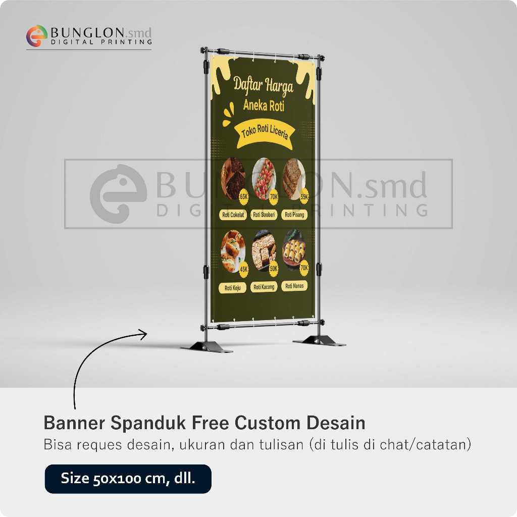 Jual PRINT CETAK SPANDUK BANNER DAFTAR HARGA ANEKA ROTI CUSTOM DESAIN ...