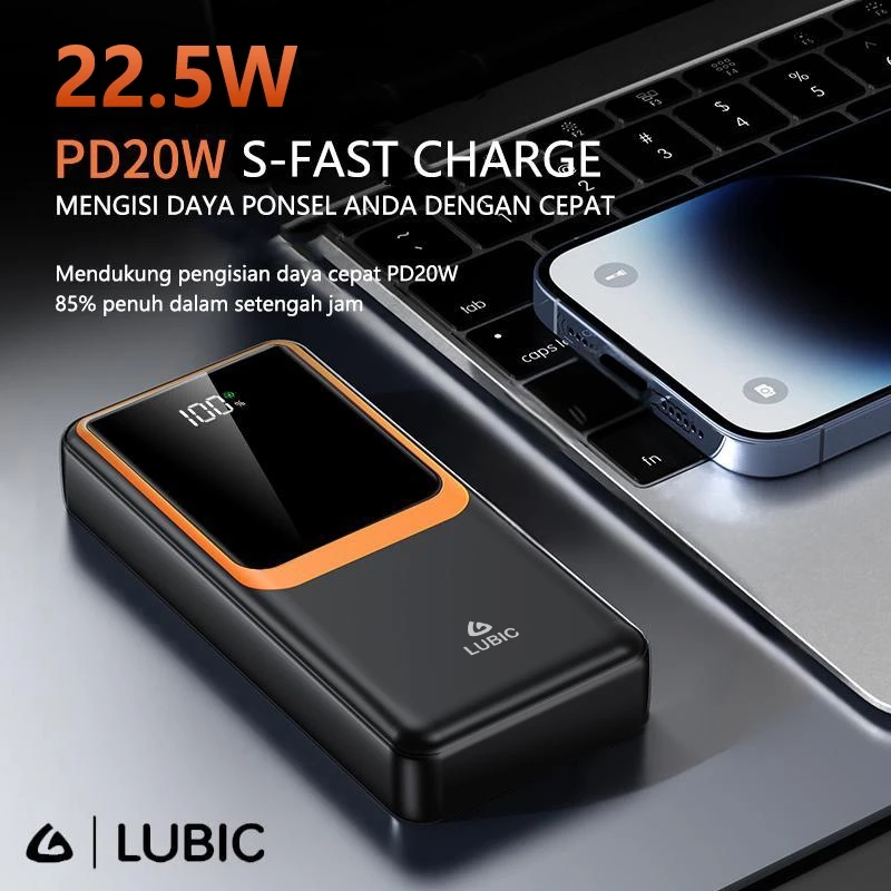 LUBIC Powerbank 20000 mAh Fast Charging 22.5W PD20W Dual USB Type C & Micro Original bank daya