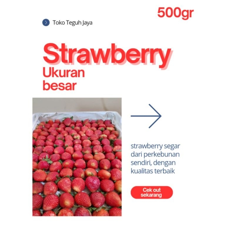Jual strawberry ukuran besar 500g |strawberry murah | Shopee Indonesia
