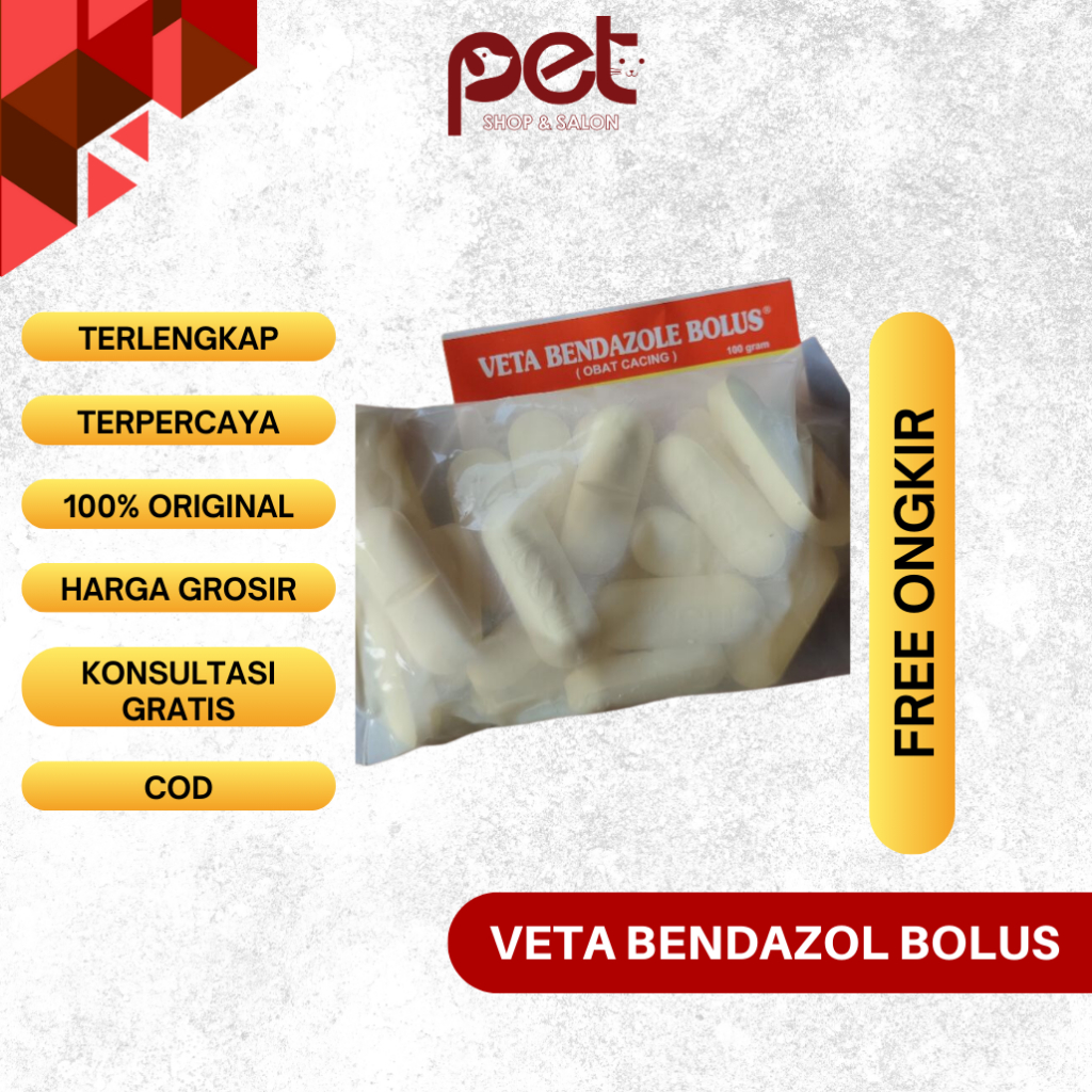 Jual Veta Bendazole Bolus - Albendazol 2500 mg - Obat Cacing bolus ...
