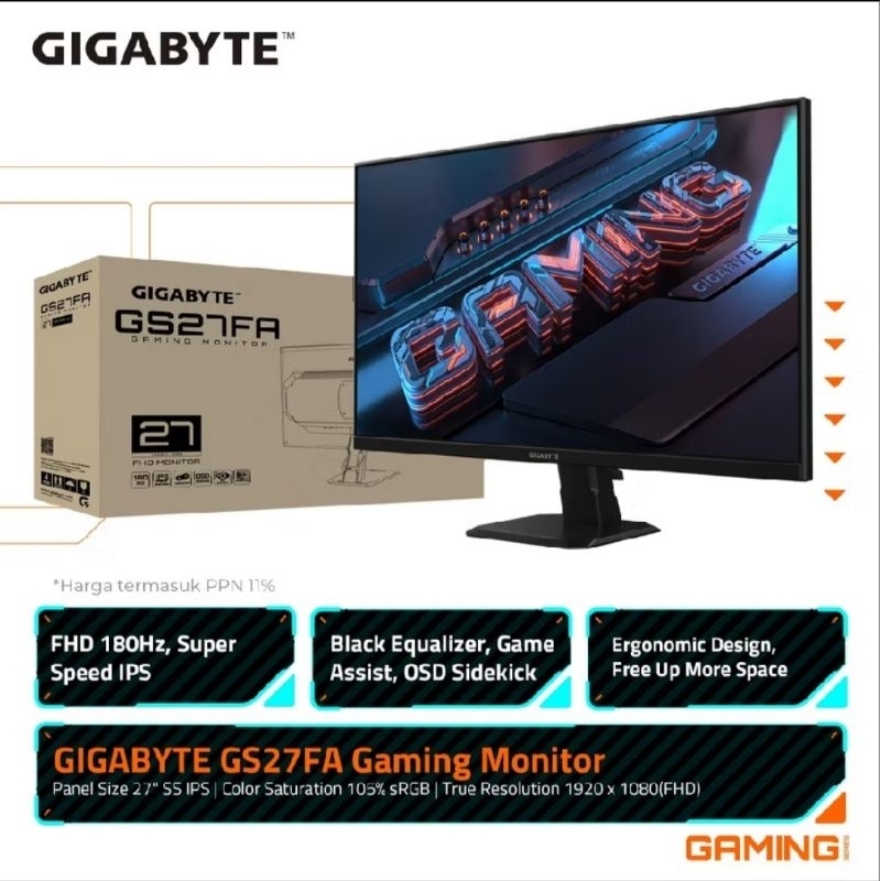 Jual Monitor Gigabyte GS27FA 180HZ 1MS 27 INCH FHD | Shopee Indonesia