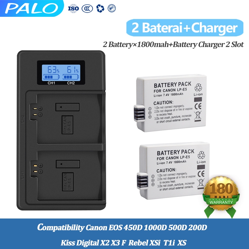 Jual PALO Baterai Canon LP-E5 Battery 1800mAh for EOS 450D 500D