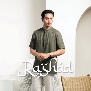 CUTOFF Rashad Kemeja Koko Cotton Rayon Kasual Bordir Basic Polos Pria Lengan Pendek