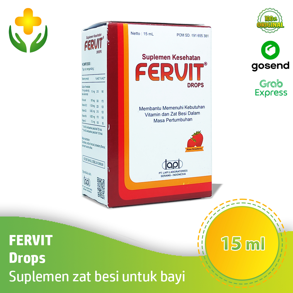 Jual Fervit Drops Rasa Stroberi 15 ml Suplemen Zat Besi Bayi | Shopee ...