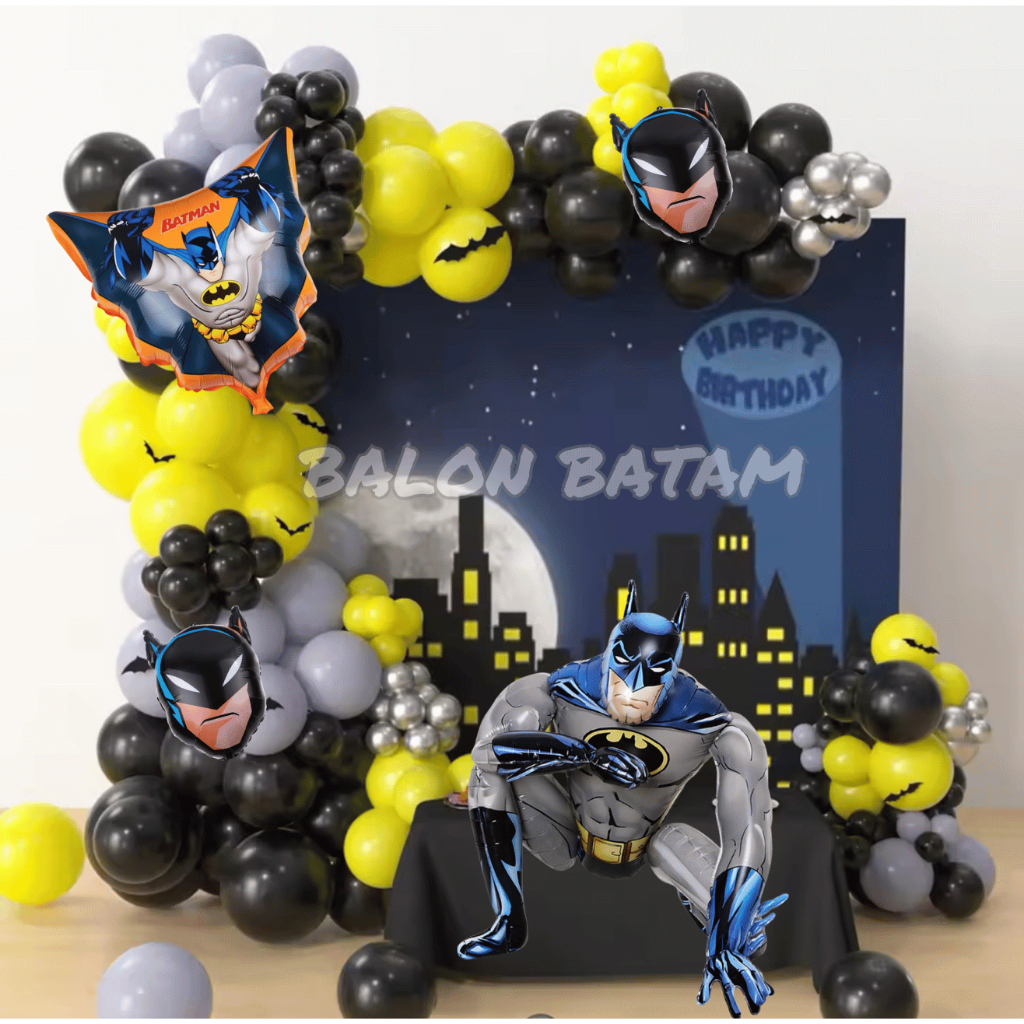 BIG SET 105Pcs Paket Balon Dekorasi Backdrop Batman 9882