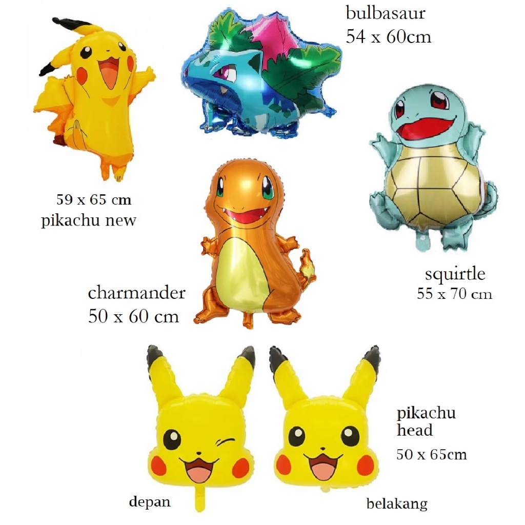 Jual Balon foil pokemon pikachu charmander squirtle bulbasaur | Shopee ...