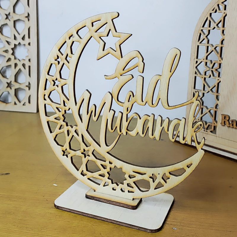 Ornamen bulan Eid Mubarak dekorasi ramadhan idul fitri tema islami properti foto
